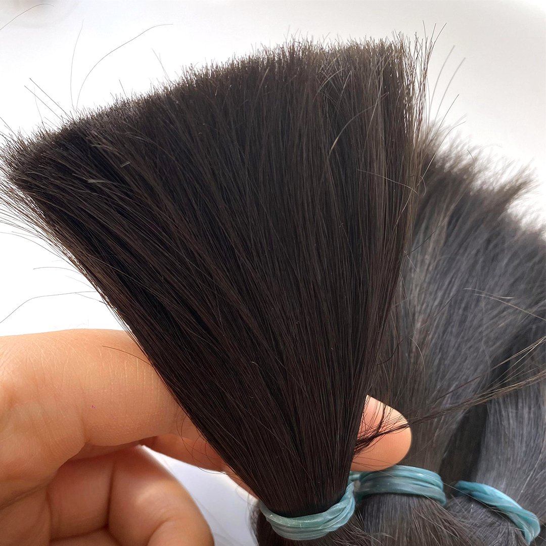 2024 No Weft Raw Hair Bulk Russian Natural Extensions Color Straight 100% Human Bulk Hair