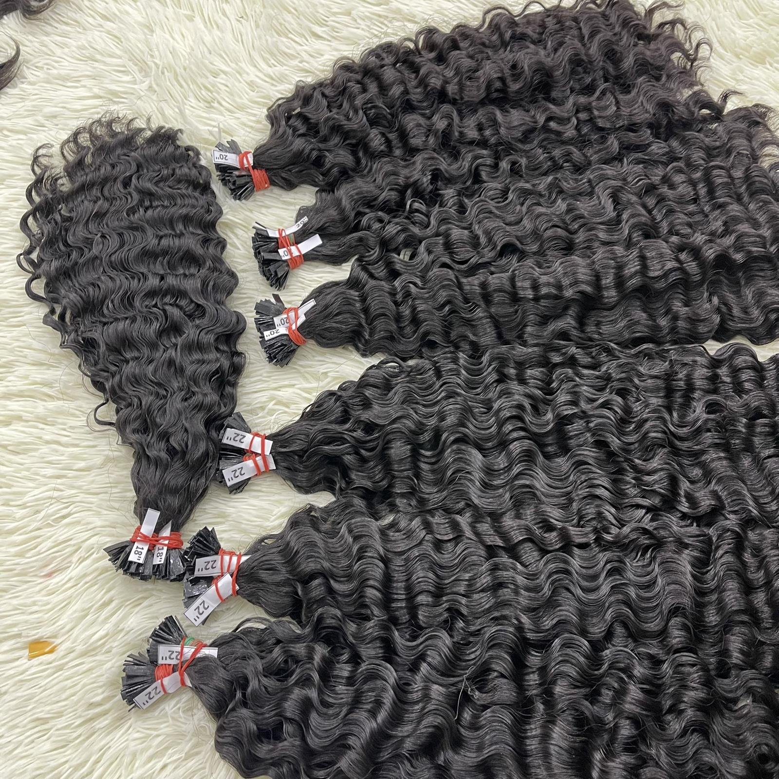 Flat Tip Hair Extension Virgin Vietnamese Raw Hair Wholesale Double Drawn Burmese Curly Human Hair Extensions