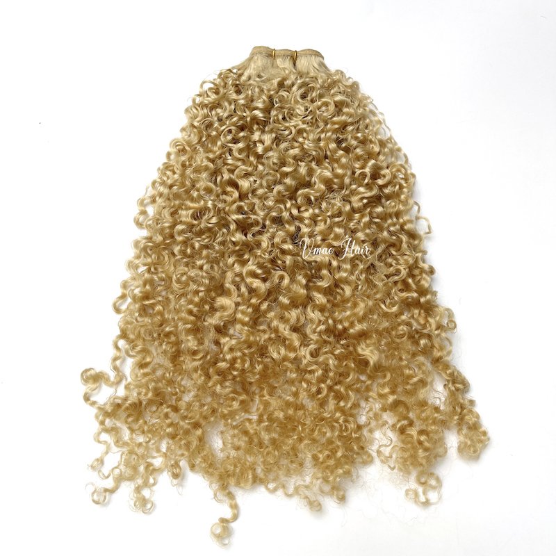 VMAE Light blonde 613 Europe Russian 27 Honey blonde Afro Kinky Coily define Curls Kinky Curly Raw Human Hair Bundles Extension