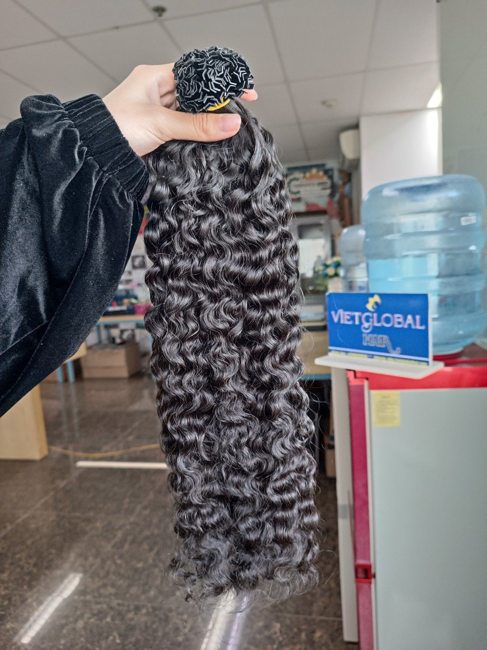 Highest quality Vietnamese Burmese curly K Tip Hair machine weft hair from Vietglobal Hair vendors