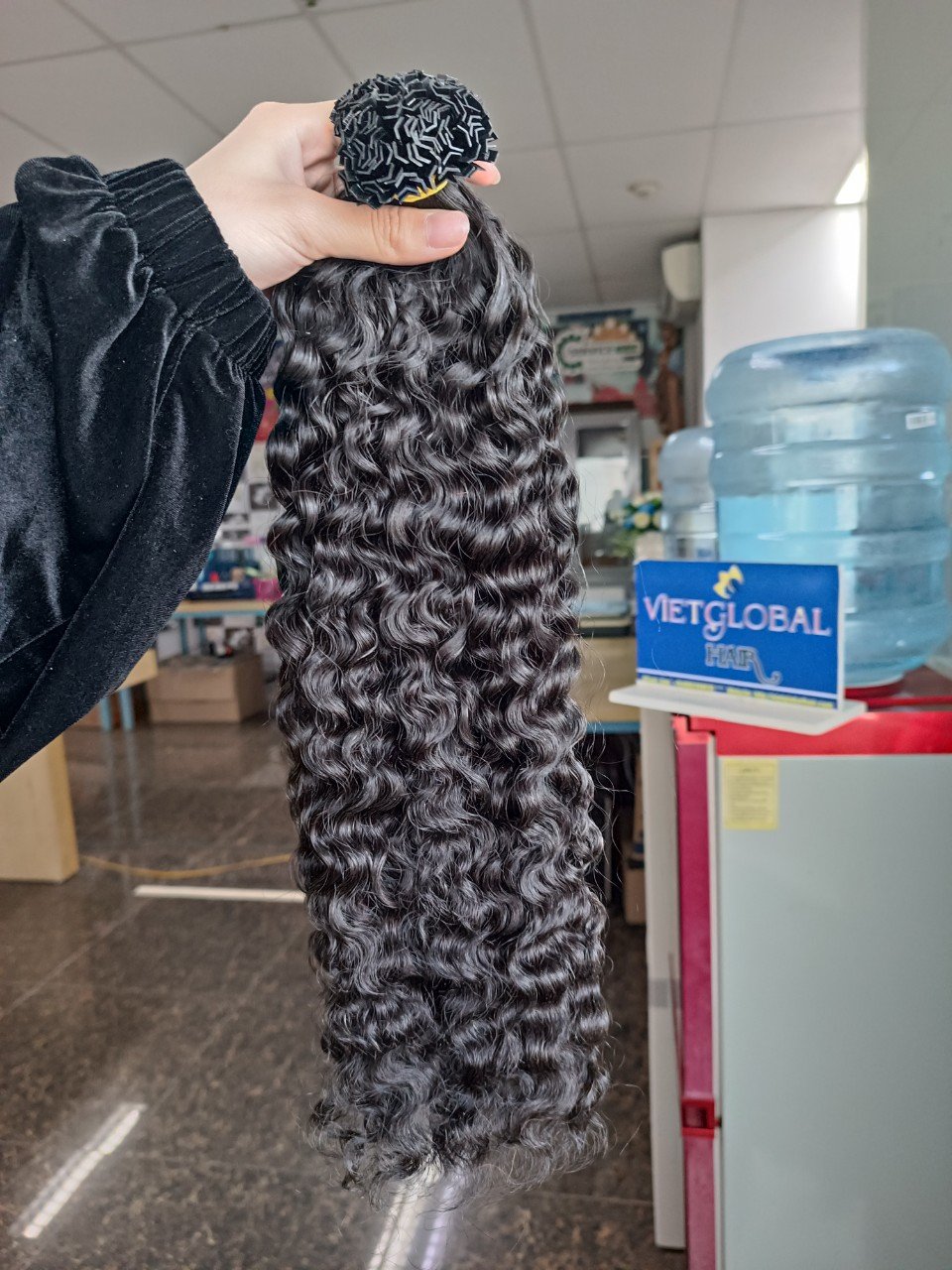 Highest quality Vietnamese Burmese curly K Tip Hair machine weft hair from Vietglobal Hair vendors