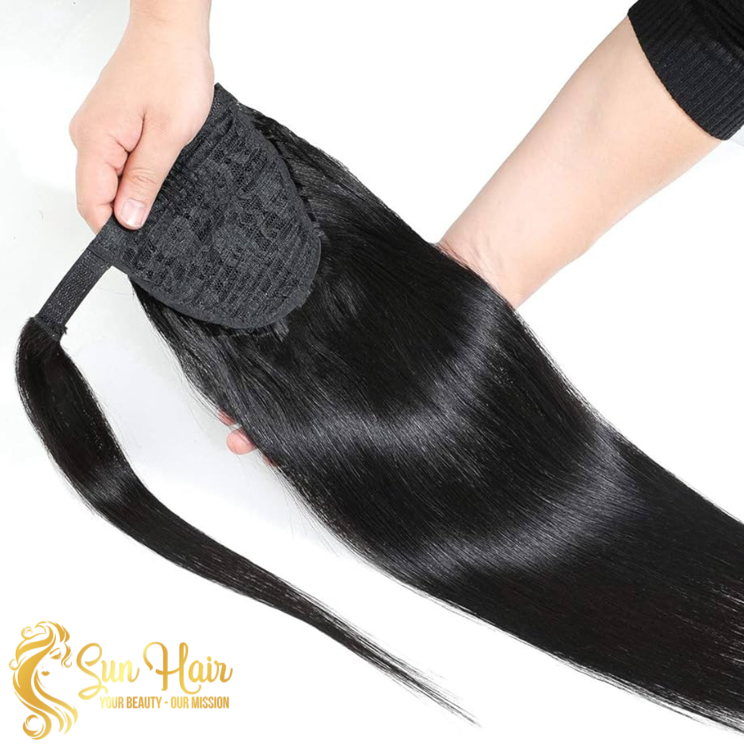 Sun Hair Company Wholesale Wrap Around Clip in Ponytail Long Hair Straight 100% Raw Vietnamese Human Hair Extensions
