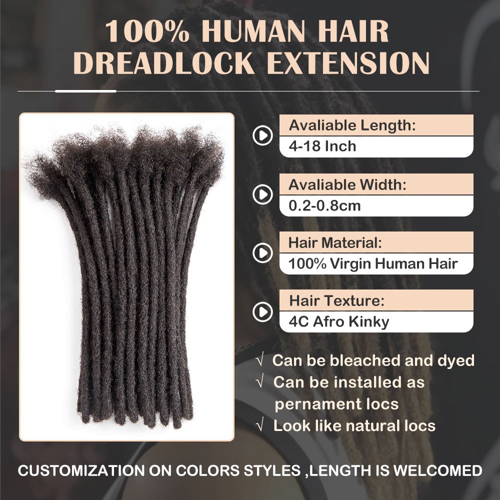 BLT hot selling 0.2 0.4 0.6 0.8cm thickness dreadlock human hair crochet hair dreads handmade human hair loc extensions