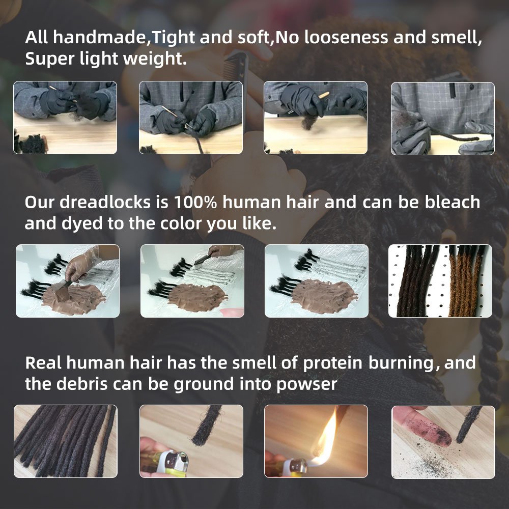 BLT hot selling 0.2 0.4 0.6 0.8cm thickness dreadlock human hair crochet hair dreads handmade human hair loc extensions