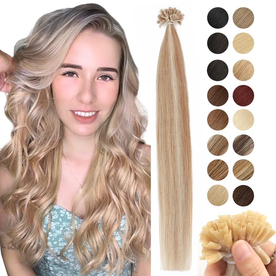 Wholesale Italian Keratin Glue Bond U Tip Hair Extensions Human Hair 100% Russian Virgin Remy Keratin Pre bonded Hair Extensions