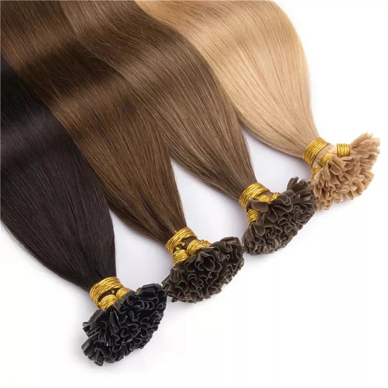 Wholesale Italian Keratin Glue Bond U Tip Hair Extensions Human Hair 100% Russian Virgin Remy Keratin Pre bonded Hair Extensions