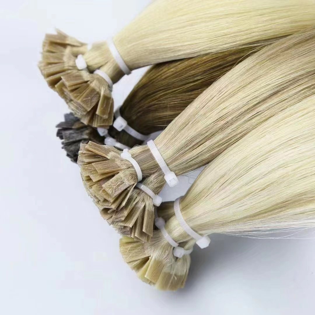 Wholesale Double Drawn Italian Pre-bonded Flat tip Hair Extensions Virgin Keratin Human Hair Extension