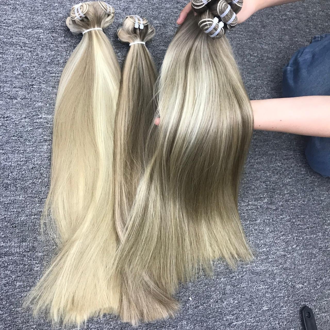 Top Quality Human Hair Extensions Genius Weft Straight Blonde Piano Bundles 100% Vietnamese Raw Virgin Hair One Donor
