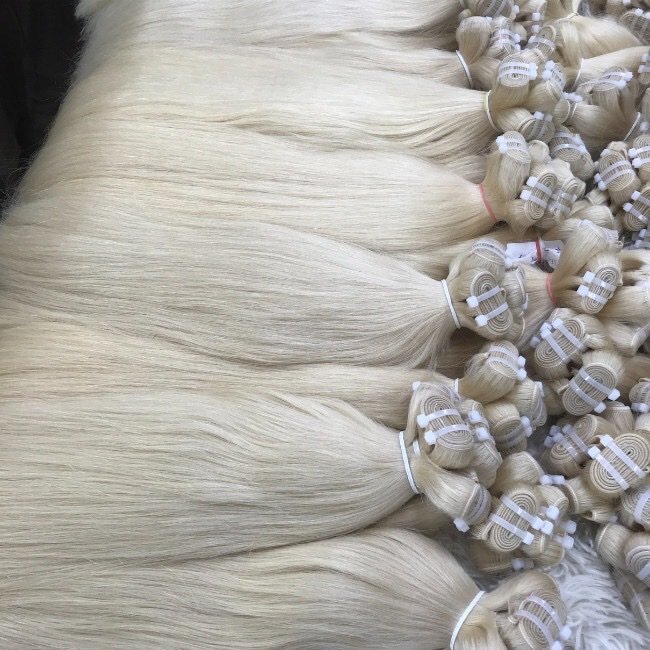 Top Quality Human Hair Extensions Genius Weft Straight Blonde Piano Bundles 100% Vietnamese Raw Virgin Hair One Donor