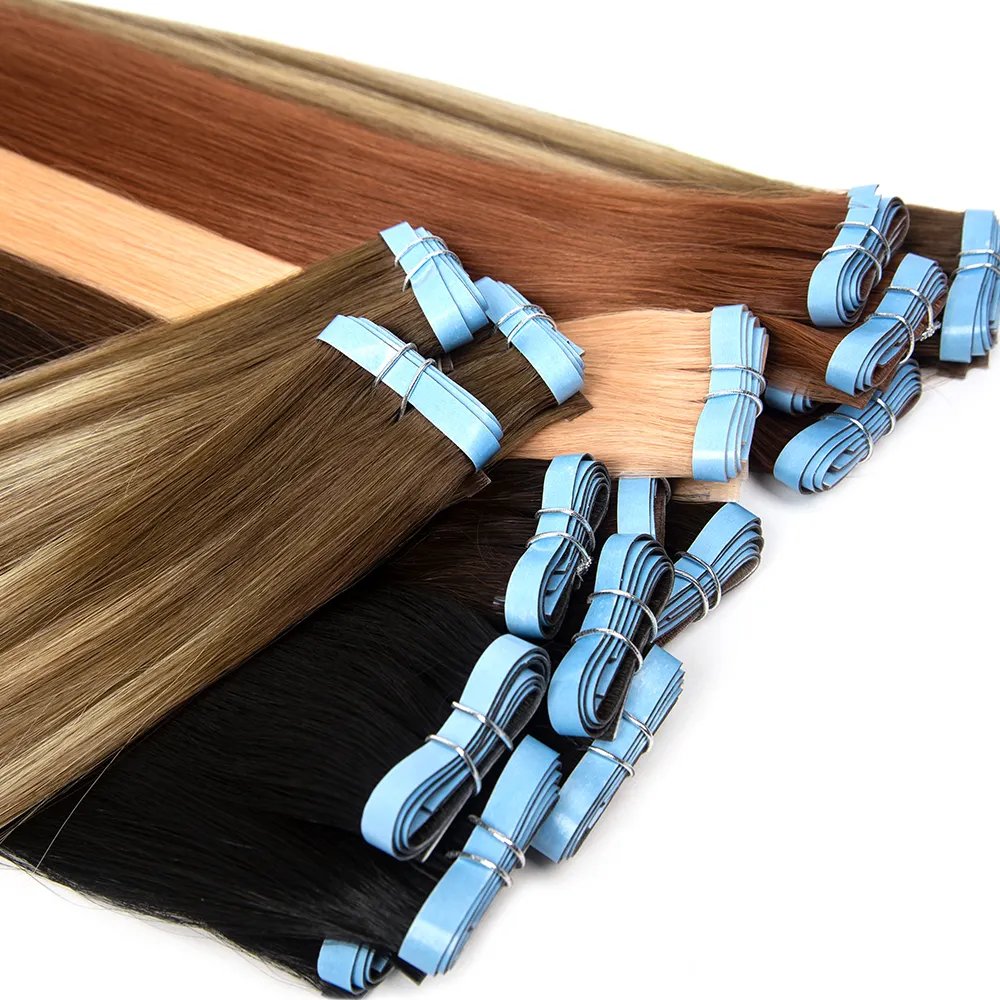 European Pu Skin Weft Russian Tape Hair Extension Inject Invisible Skin Weft long Tape In Human Hair Extensions