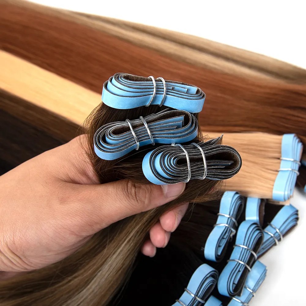 European Pu Skin Weft Russian Tape Hair Extension Inject Invisible Skin Weft long Tape In Human Hair Extensions