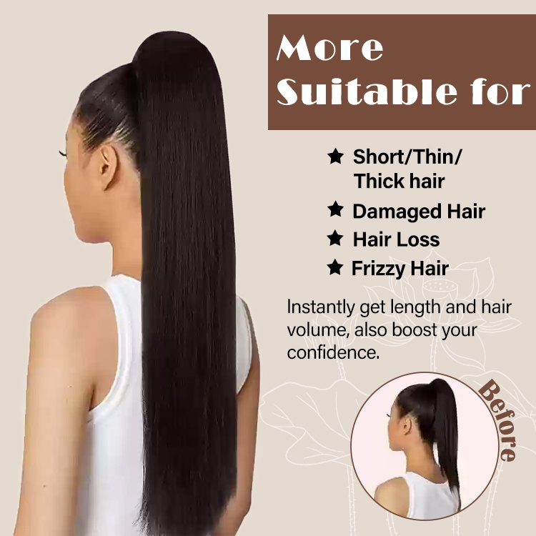 New Arrival Wholesale Long Water Wave 28Inches Hairpiece Ponytail Extension Wrap Around Synthetic Hair Ponytail