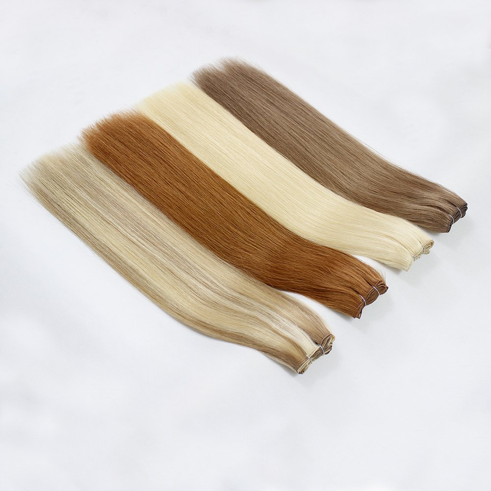 100% brazilian remy human hair bundles silky straight weave drawn double high end hand-tied weft hair extensions