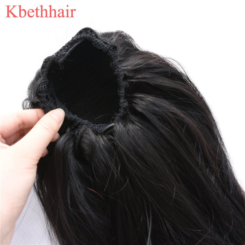 Kbeth Straight Yaki Ponytail Human Hair Extension 2021 Fashion Drawstring Ponytail With Clips in Ponytails For Black Women