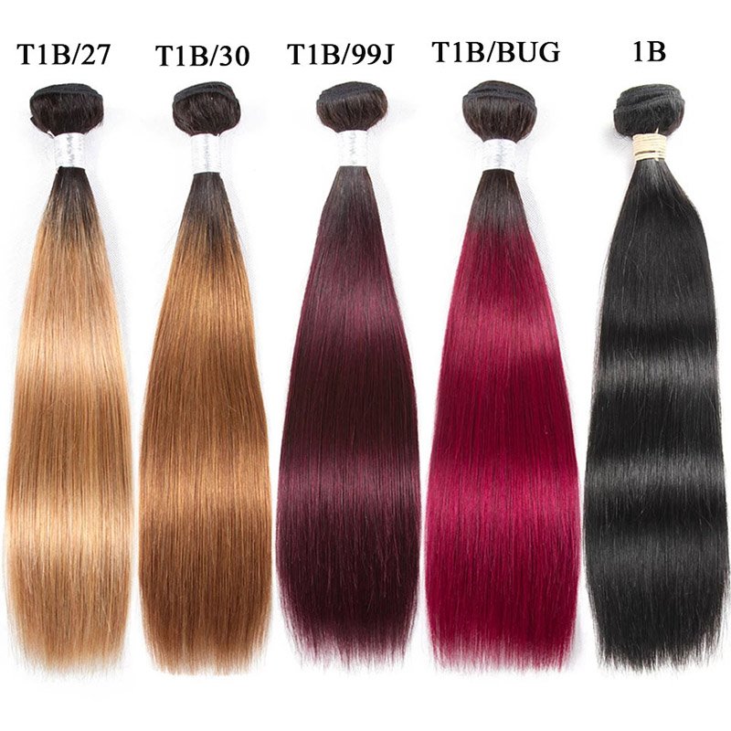 P4/27 Piano Highlight Bone Straight Raw Indian Hair Bundles Blonde Mixed Brown T1B/30 Ombre Color Weft 99J Human Hair Extensions
