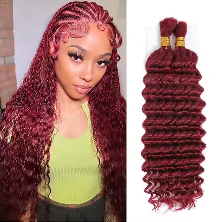 High quality raw extensions human braiding hair bulk no weft deep wave virgin hair for black women