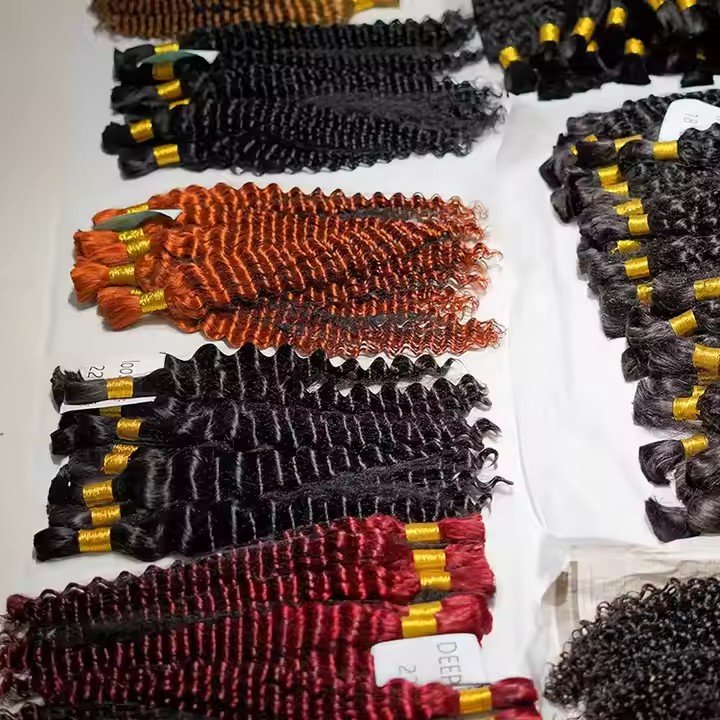 High quality raw extensions human braiding hair bulk no weft deep wave virgin hair for black women