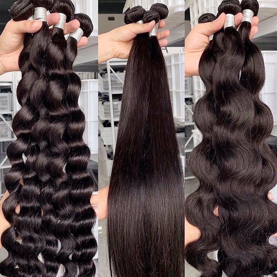 Wholesale Natural Black Color Human Hair Extension Straight Hair Bundles ,Original Brazilian Straight Hair