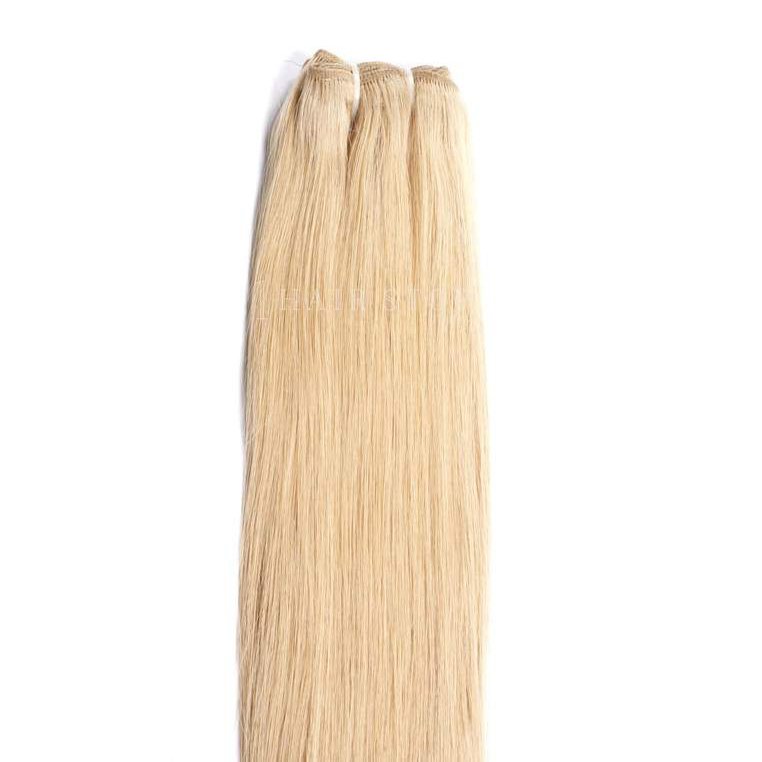 Wholesale 613 blonde color 100% human hair extension Cuticle Aligned Virgin Hair Hand Tied Weft Hair Extension