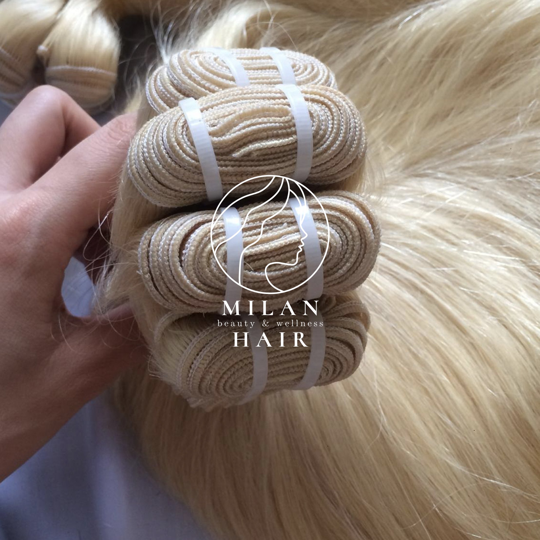 Wholesale 613 blonde color 100% human hair extension Cuticle Aligned Virgin Hair Hand Tied Weft Hair Extension