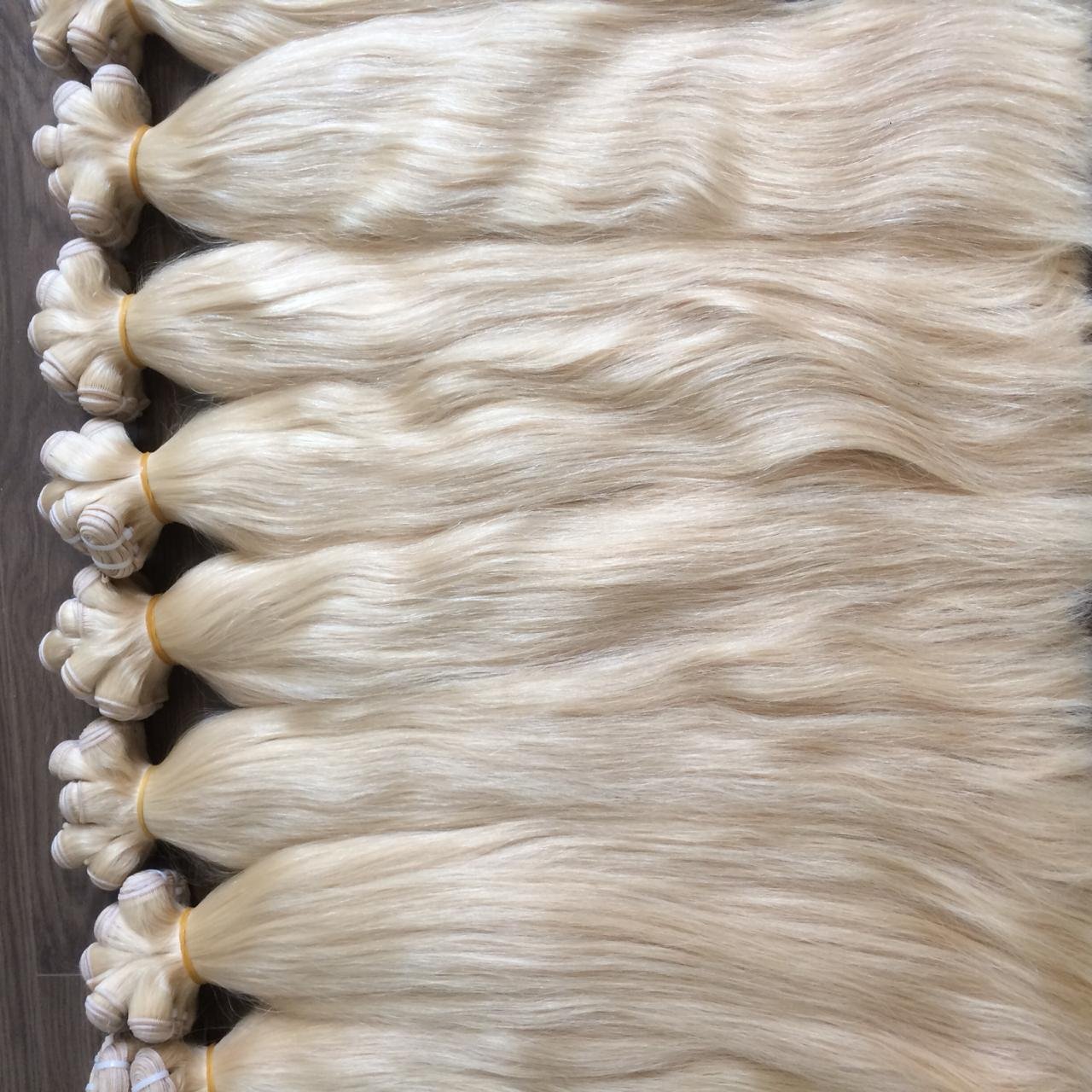 Wholesale 613 blonde color 100% human hair extension Cuticle Aligned Virgin Hair Hand Tied Weft Hair Extension