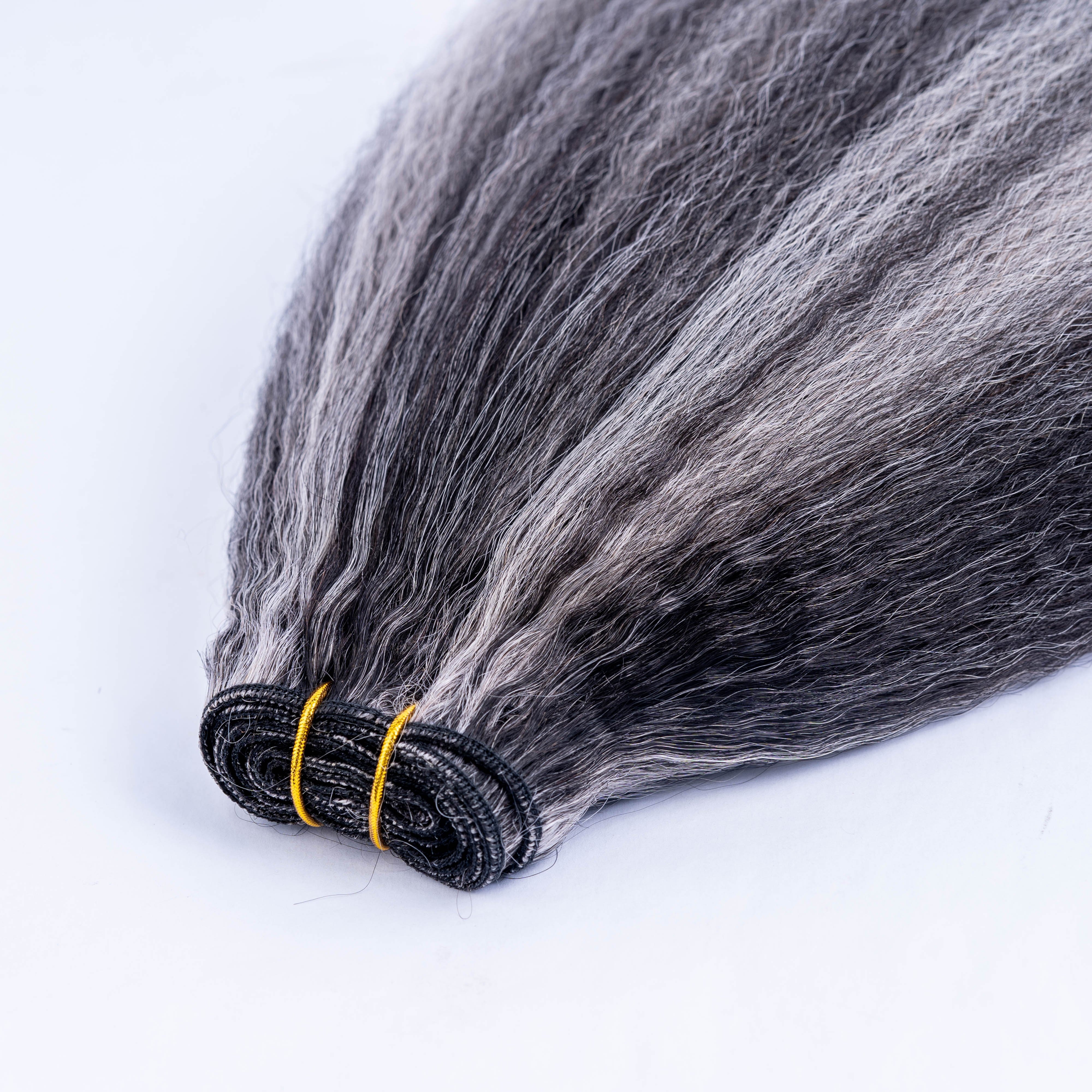 Grey Colored Kinky Straight Clip in Human Hair Extensions For Black Women 10-26inch Brazilian Kinky Straight Human Hair