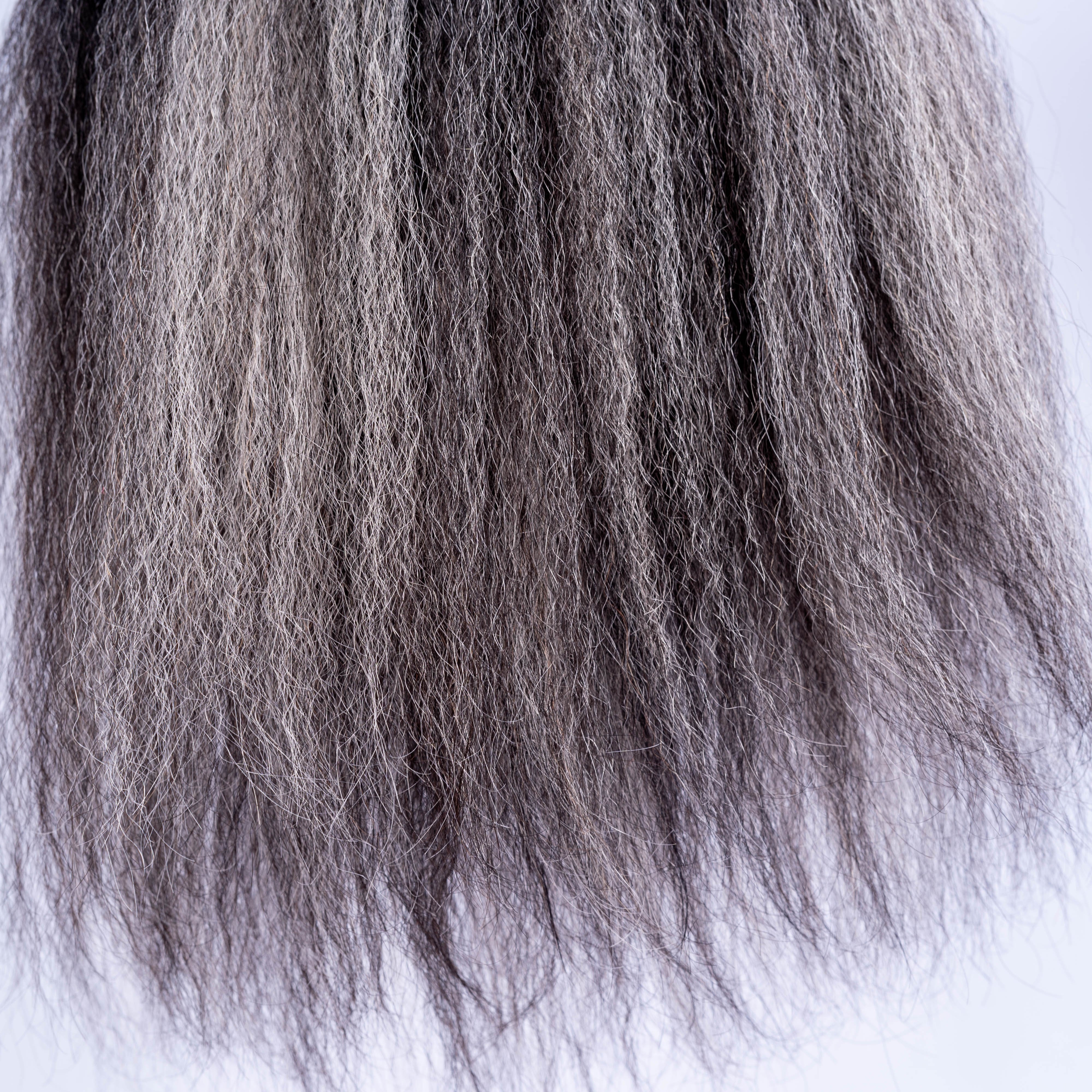 Grey Colored Kinky Straight Clip in Human Hair Extensions For Black Women 10-26inch Brazilian Kinky Straight Human Hair