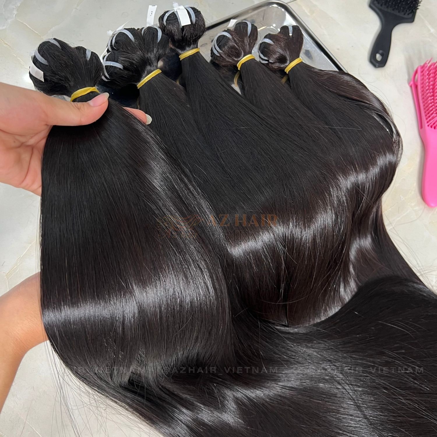 100% Luxury Remy Vietnamese Human Hair Extensions Many Texture Full Length Machine Weft Black Color 12 Grade Wave Bundle