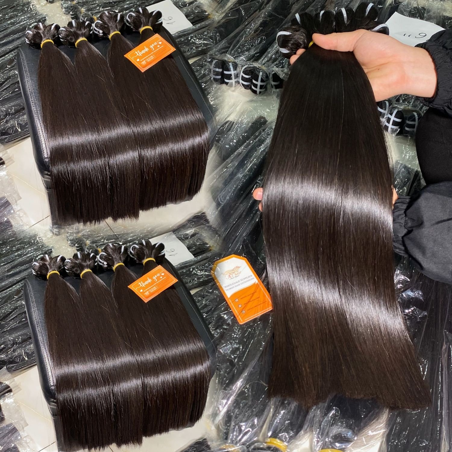100% Luxury Remy Vietnamese Human Hair Extensions Many Texture Full Length Machine Weft Black Color 12 Grade Wave Bundle
