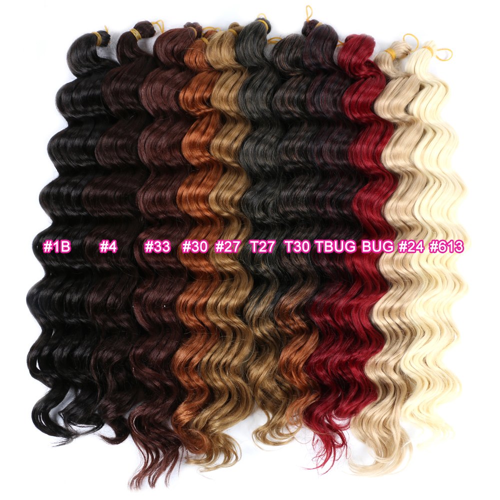Xin si 20inch high temperature fiber synthetic hair extensions curly braiding hair deep wavy braiding hair