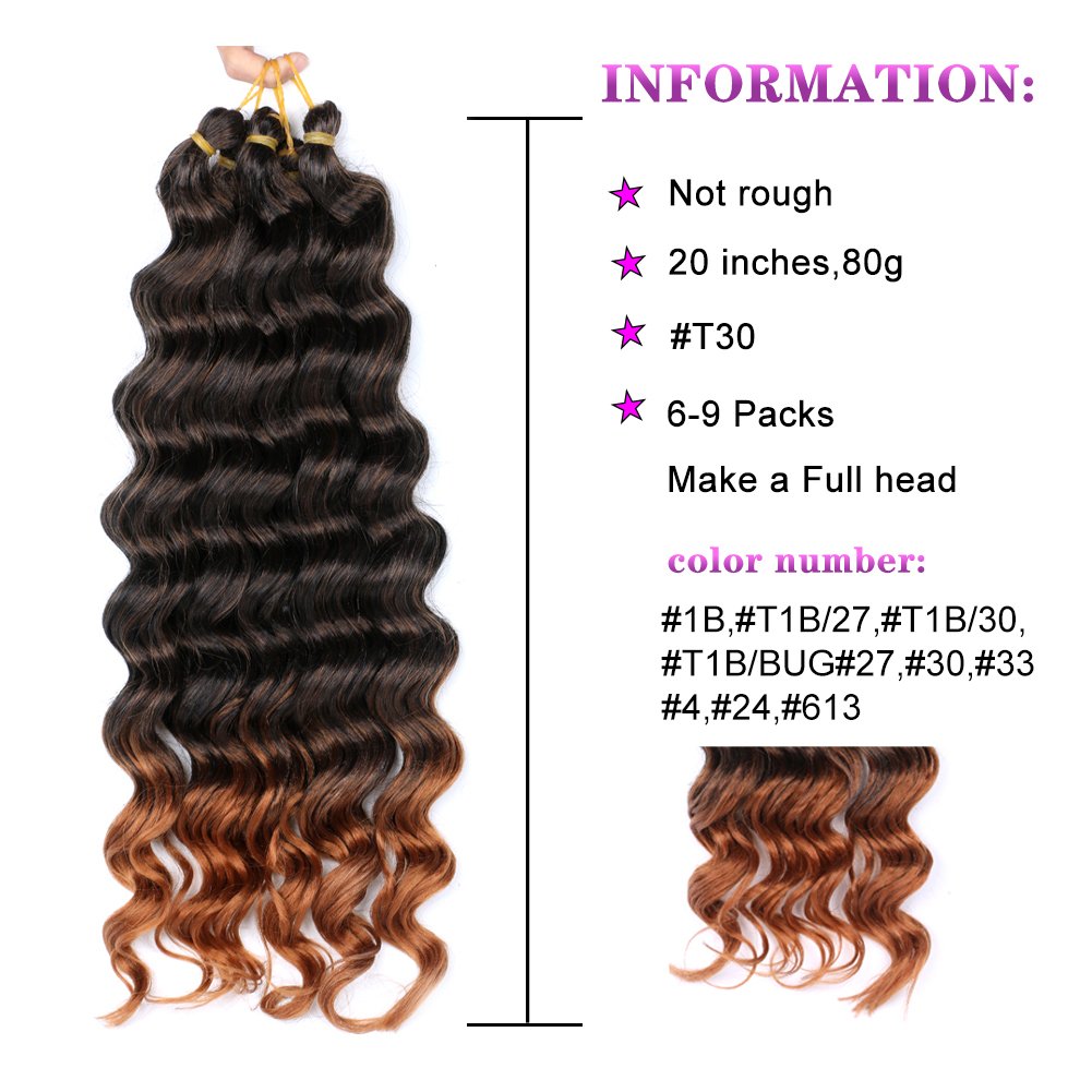 Xin si 20inch high temperature fiber synthetic hair extensions curly braiding hair deep wavy braiding hair