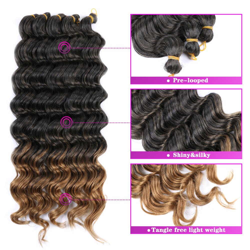 Xin si 20inch high temperature fiber synthetic hair extensions curly braiding hair deep wavy braiding hair