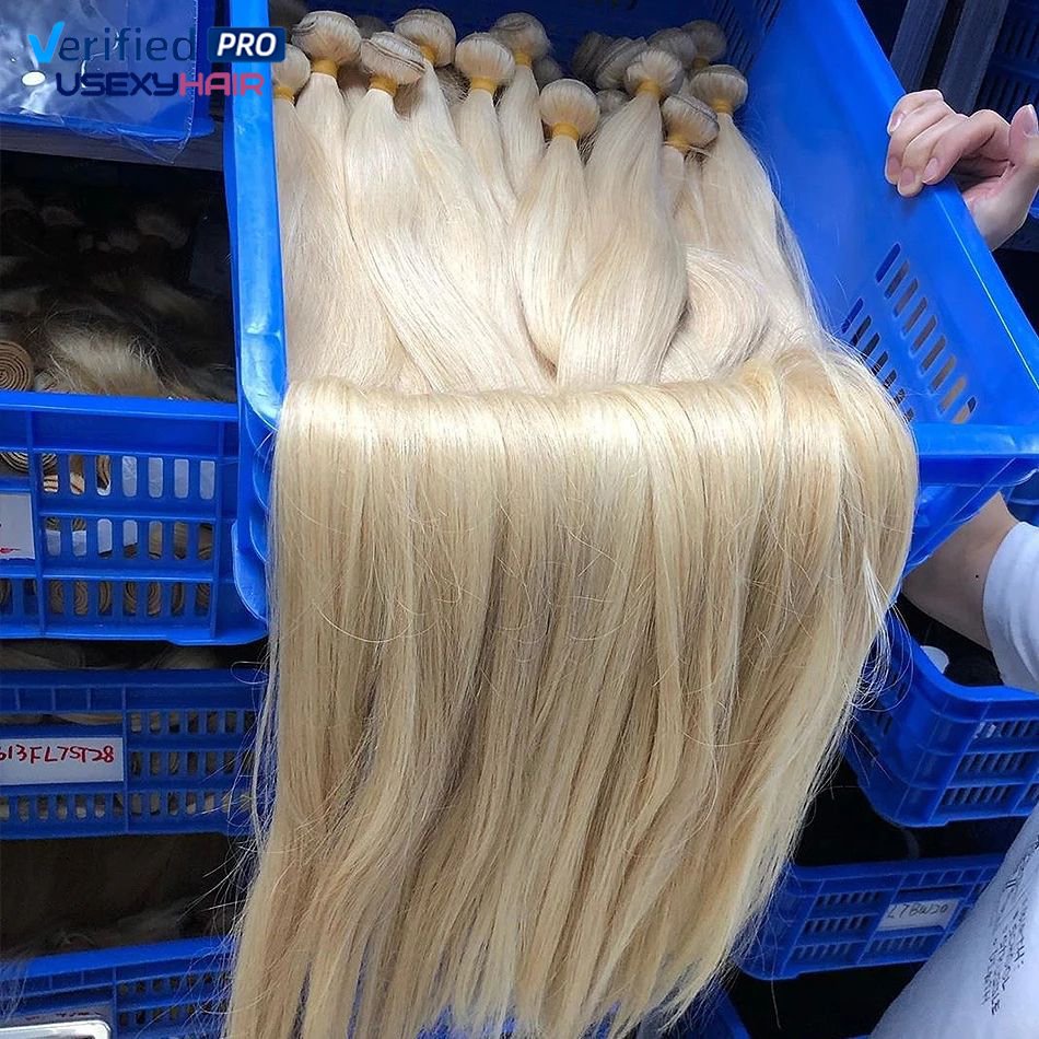 Wholesale 613 Cuticle Aligned Virgin Hair,Russian Blonde Virgin Human Hair Bundle,40 Inch Blonde Brazilian Human Hair Extension