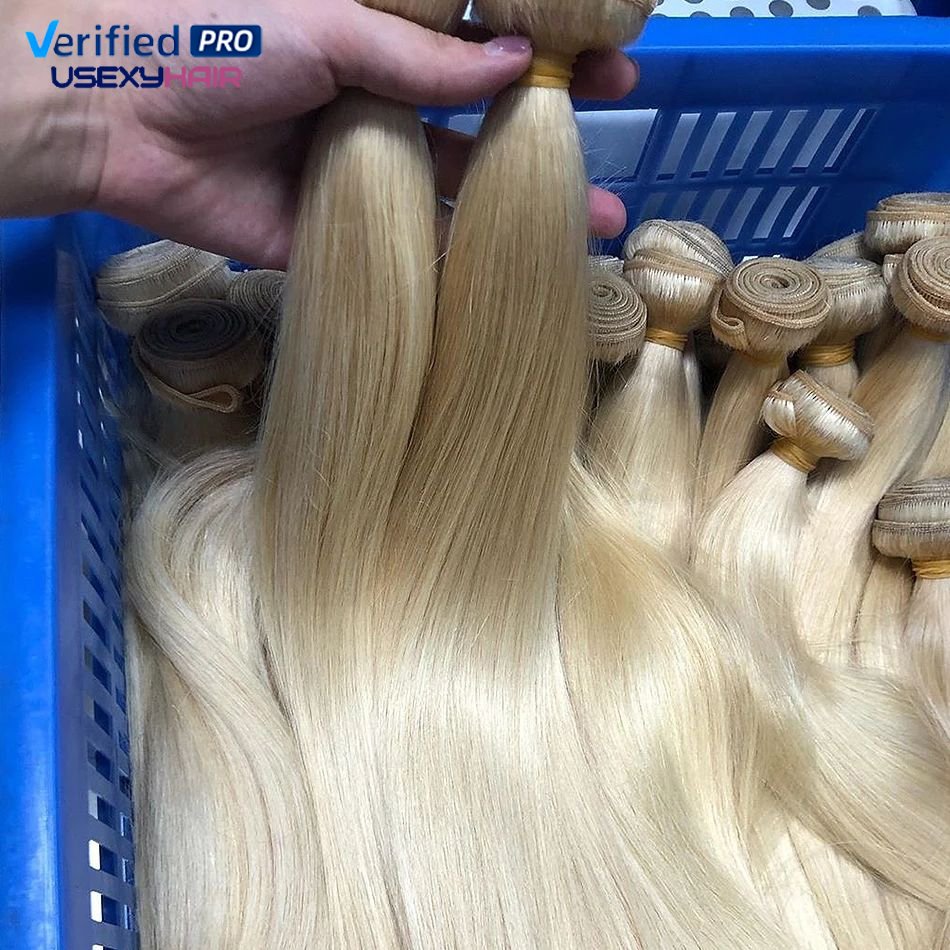 Wholesale 613 Cuticle Aligned Virgin Hair,Russian Blonde Virgin Human Hair Bundle,40 Inch Blonde Brazilian Human Hair Extension