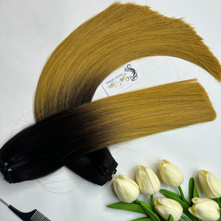 Hot Products For Women 2024 SDD Bone Straight Ombre 27 Color One Donor 100% Virgin Human Hair Extensions By Sun Hair Company