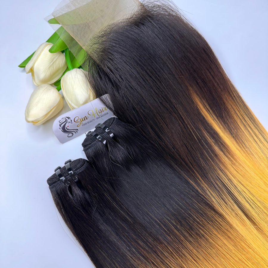 Hot Products For Women 2024 SDD Bone Straight Ombre 27 Color One Donor 100% Virgin Human Hair Extensions By Sun Hair Company