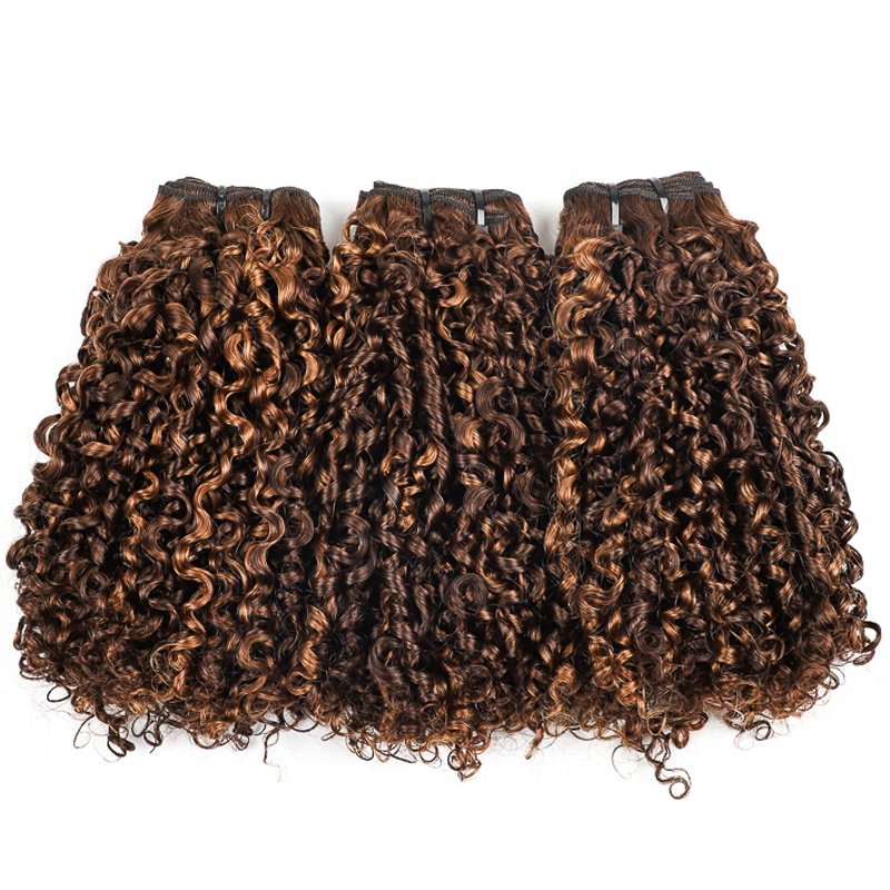 Hot selling 13A SDD highlight color pixie curl super double drawn funmi one donor virgin cuticle aligned human hair extension