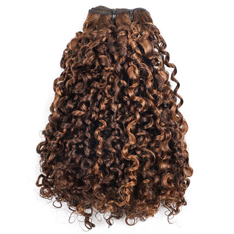 Hot selling 13A SDD highlight color pixie curl super double drawn funmi one donor virgin cuticle aligned human hair extension