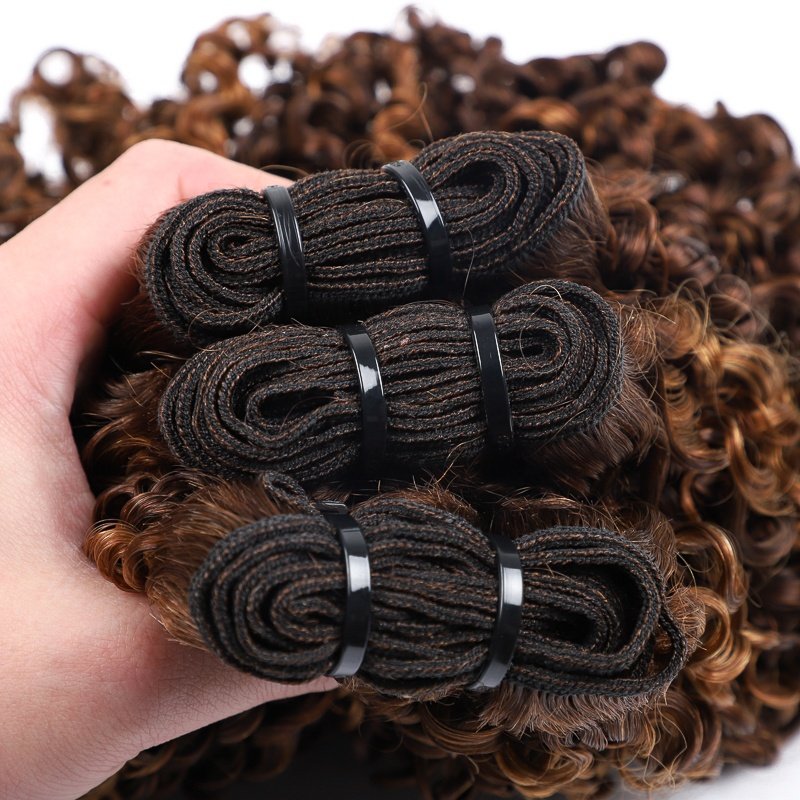Hot selling 13A SDD highlight color pixie curl super double drawn funmi one donor virgin cuticle aligned human hair extension