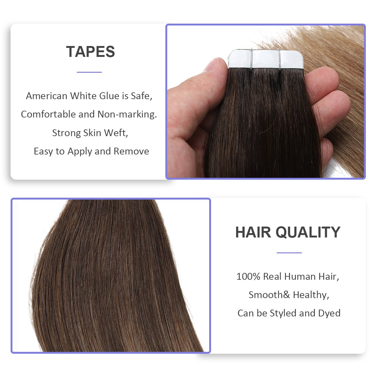 Straight Remy On Adhesive Invisible PU Tape Hair Tape In Human Hair Extensions