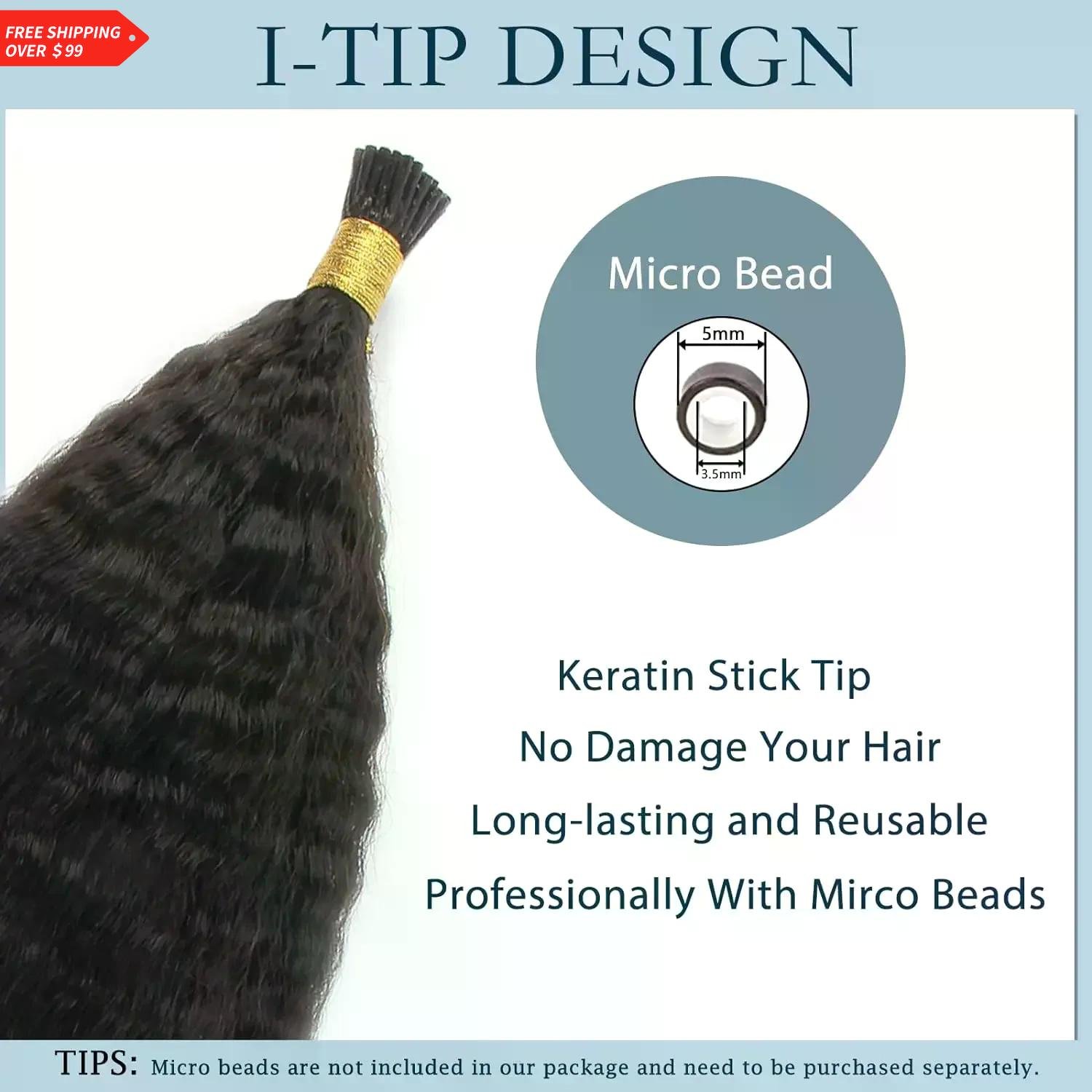 Kinky Straight I Tips Human Hair Extensions Natural Black Brazilian Virgin 100 Real Human Hair 50 Strands