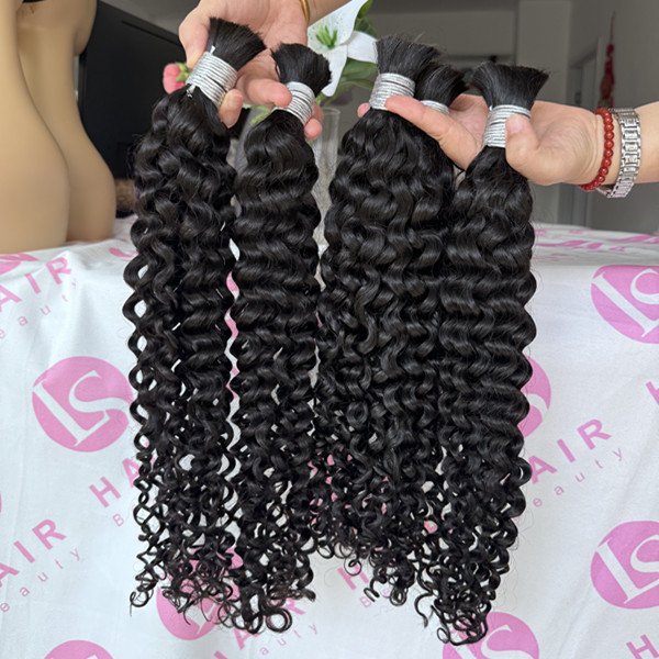 deep curly 100% virgin Human Hair Braiding Hair Bulk Bundles Hair For Braiding 100 grams per bundle for bohobraids