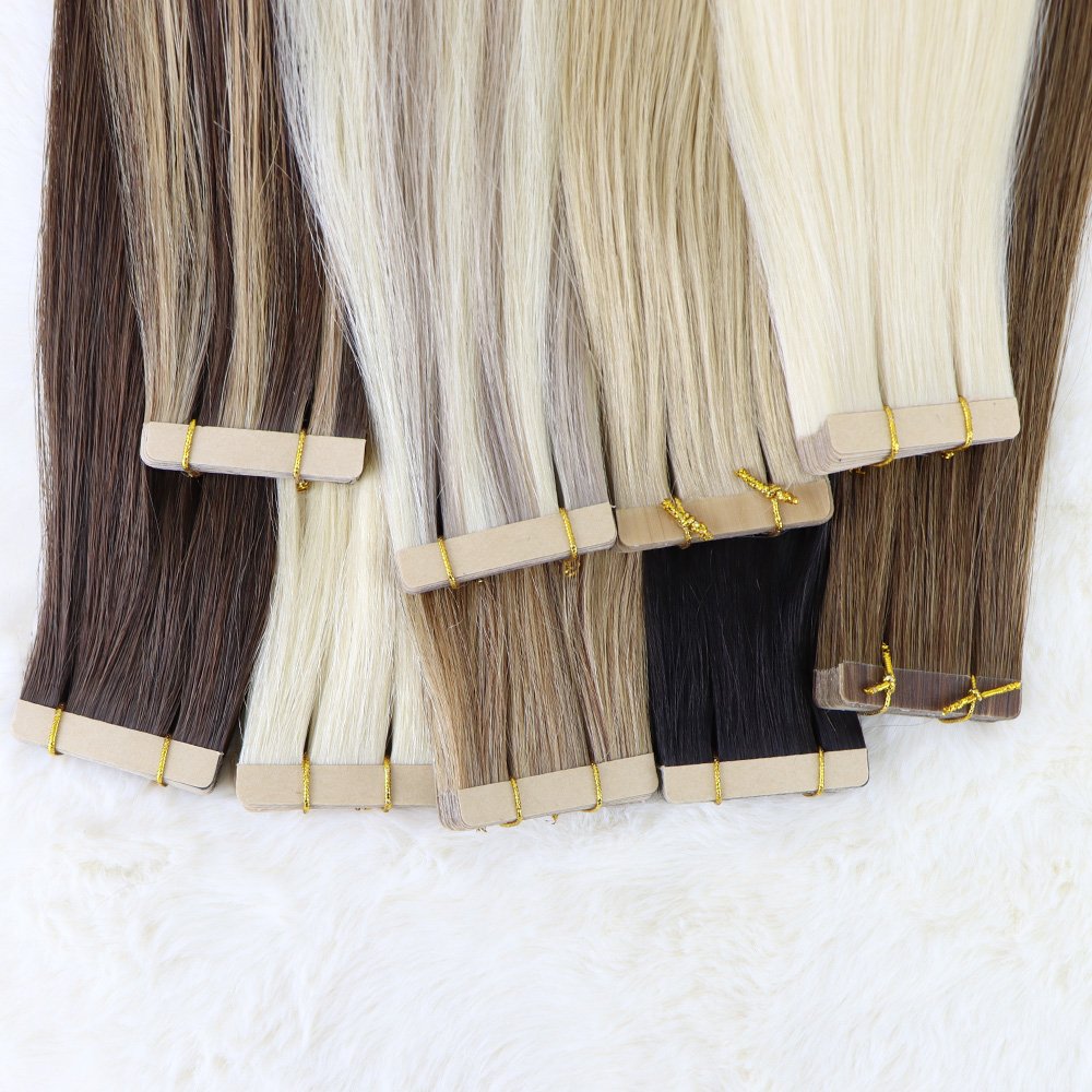 Tape In Hair Extensions Human Hair Balayage Ombre Blonde European Brazilian Natural Real Remy Human Hair Extensions For Women