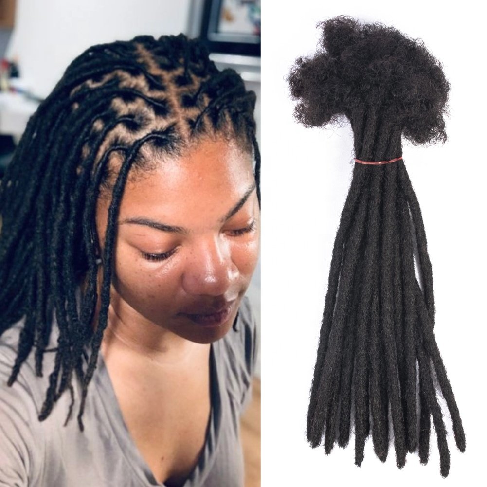 Ready To Ship Natural Black 100% Handmade 4-24inch 0.6cm Micro Locs Human Hair Extensions Dreadlocs