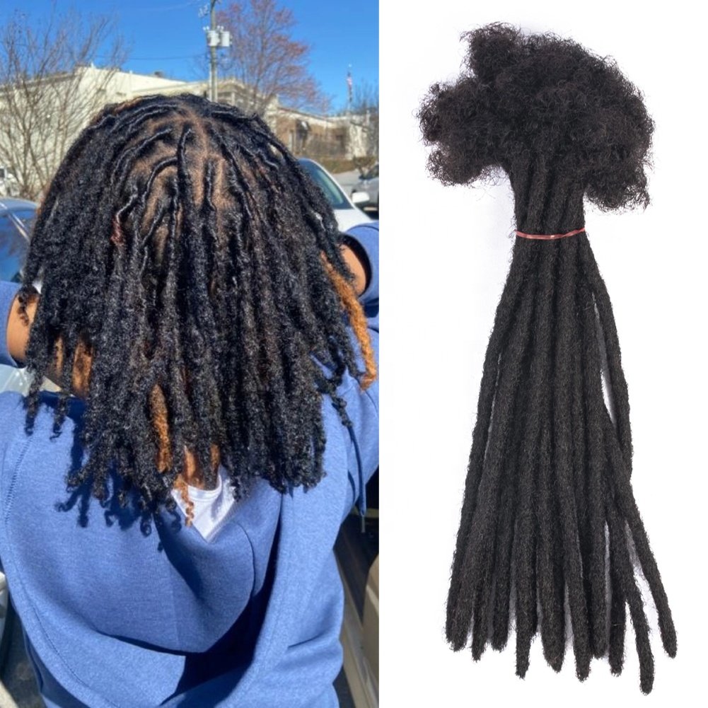 Ready To Ship Natural Black 100% Handmade 4-24inch 0.6cm Micro Locs Human Hair Extensions Dreadlocs