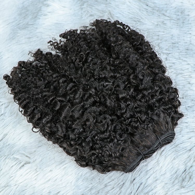 Large Stock Natural Virgin Human Hair Extension Bundles Wholesale Kinky Curly Raw Indian Hair Weft