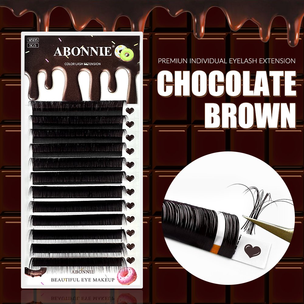 Abonnie Custom Handmade Coloured Cashmere Dark Brown Lashes .03 Professional Brown Lash Extension Trays
