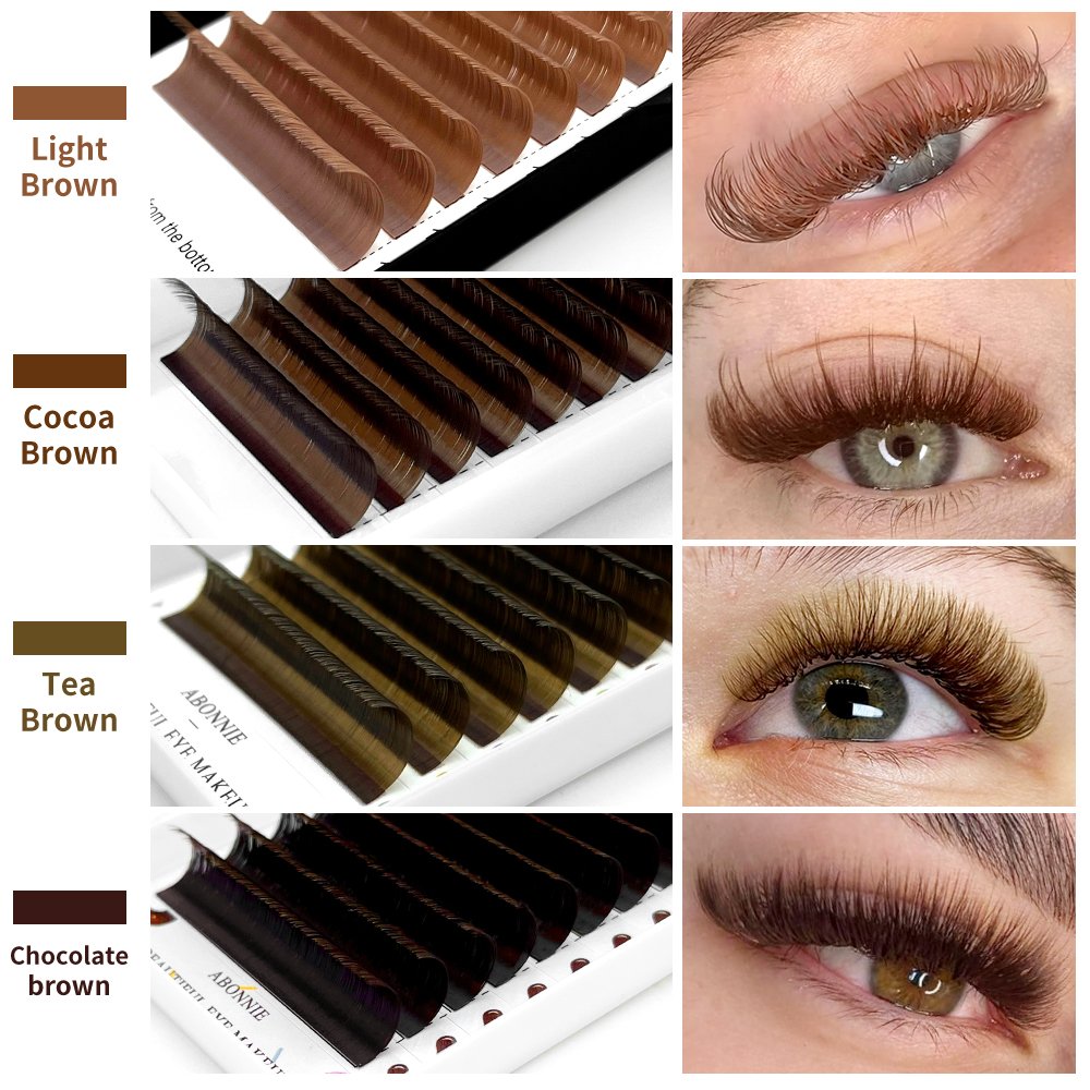 Abonnie Custom Handmade Coloured Cashmere Dark Brown Lashes .03 Professional Brown Lash Extension Trays