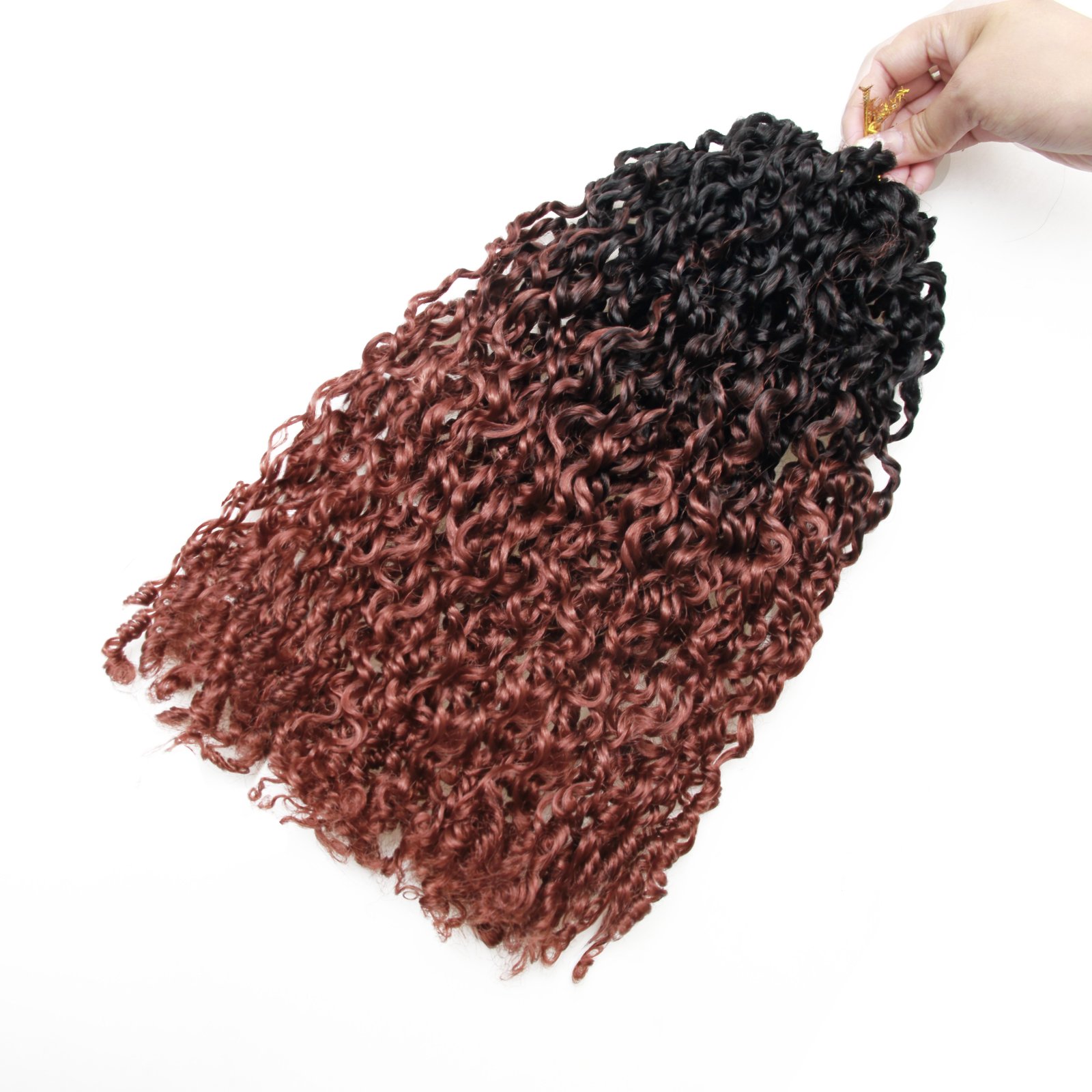12 Inch Pre-looped Yanky Twists Crochet Braids Ombre Brown Spring Senegalese Twist with Curls Synthetic Crochet Braiding Hair