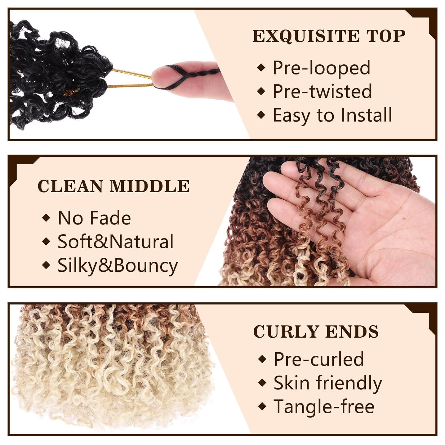 synthetic ombre color Curly Crochet Hair for Black Women Bohemian Passion Twist Hair Yanky Spring Twists Crochet Hair